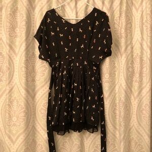 Black Dress with Colourful Bunny Print